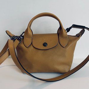 LONGCHAMP Le Pliage Cuir Mini Top Handle Bag - Honey